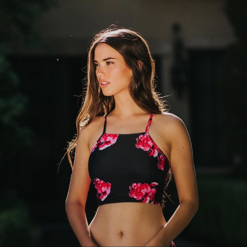 Albion Fit “Lei Switchback Swim Crop” swimsuit top